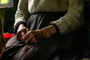 senior hands resting on skirt in somber light 2026 01 06 09 29 23 utc